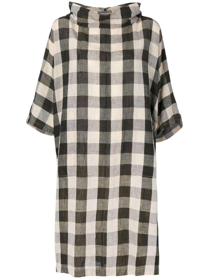 Issey Miyake Pre-owned Cowl Neck Check Dress - Brown