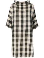 Issey Miyake Pre-owned Cowl Neck Check Dress - Brown
