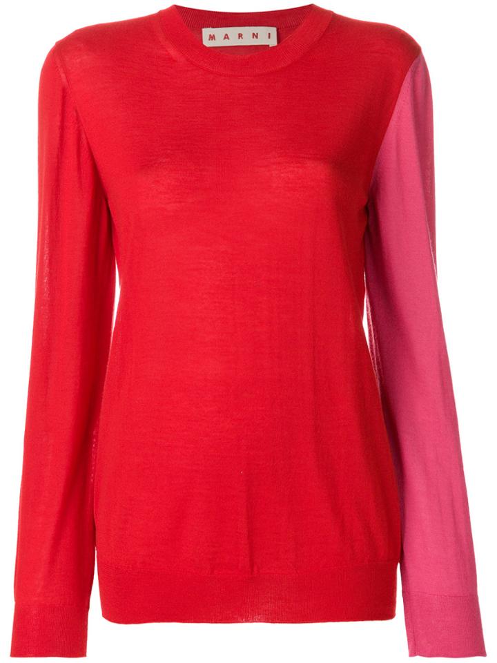 Marni Colour Blocked Jumper - Red