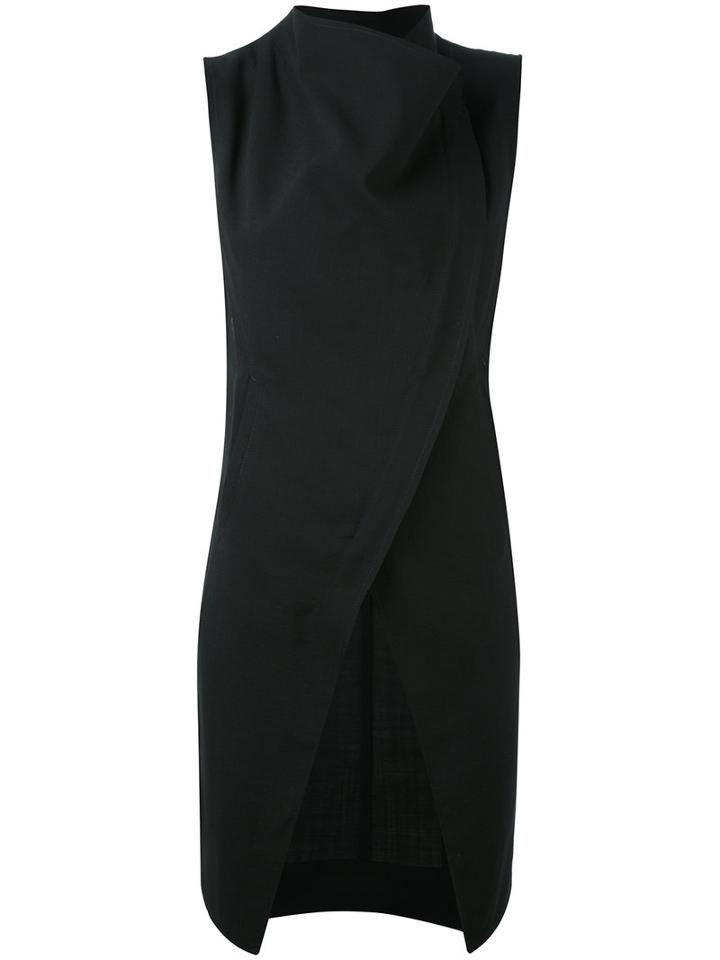 Ann Demeulemeester - Asymmetric Wrap Jacket - Women - Nylon/virgin Wool - 38, Black, Nylon/virgin Wool