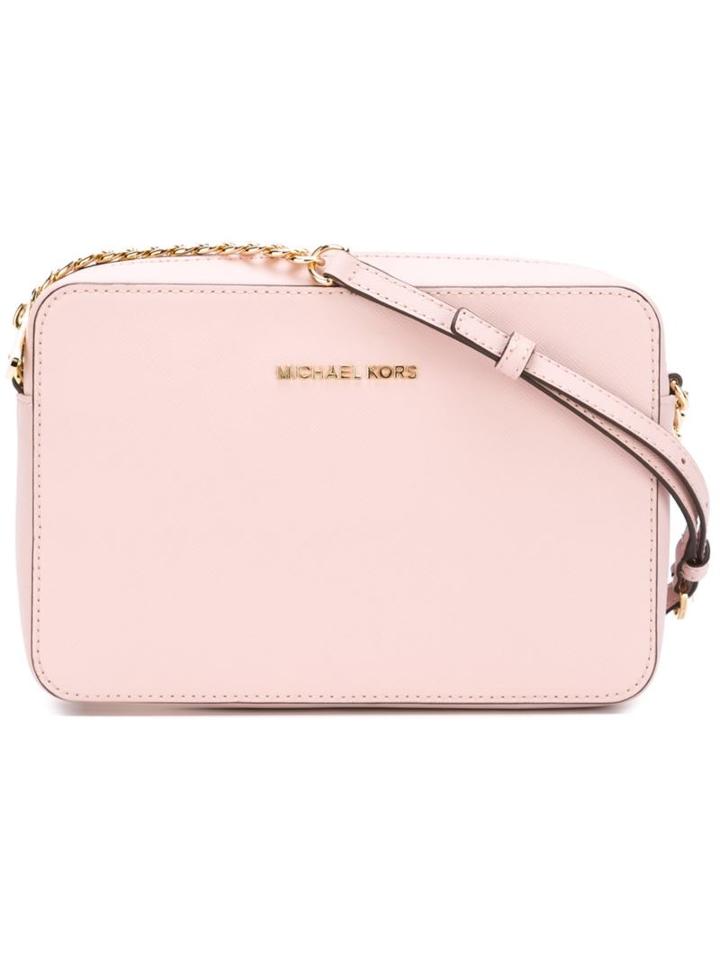 Michael Michael Kors Large 'jet Set Travel' Crossbody Bag, Women's, Pink/purple, Calf Leather