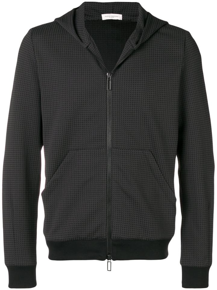 Paolo Pecora Houndstooth Print Zipped Jacket - Black
