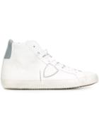 Philippe Model Logo Patch Hi-top Sneakers, Men's, Size: 42, White, Leather/rubber
