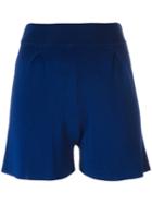 Cruciani - Front Pleat Shorts - Women - Viscose - 42, Blue, Viscose