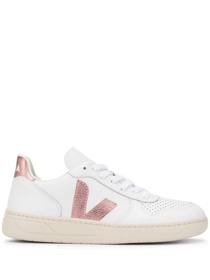 Veja Veja Vx021907 V10 White Nacre Leather/fur/exotic Skins->leather