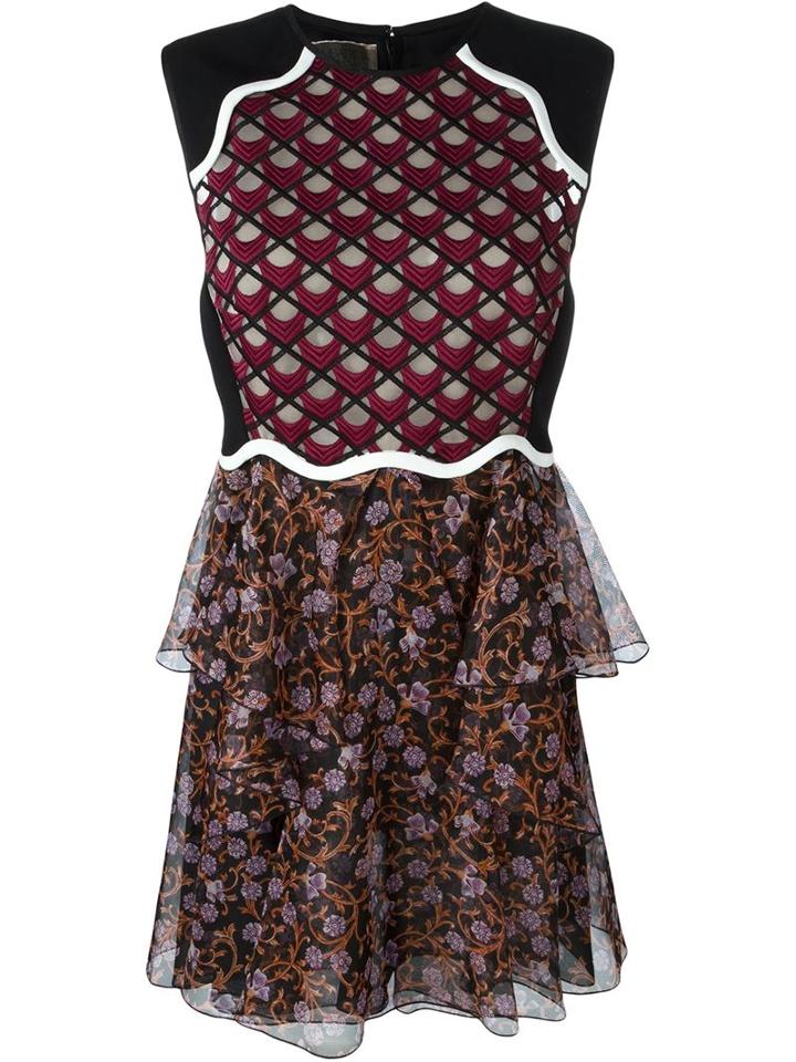 Giambattista Valli Overlay Tulle Multi Print Dress