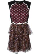 Giambattista Valli Overlay Tulle Multi Print Dress