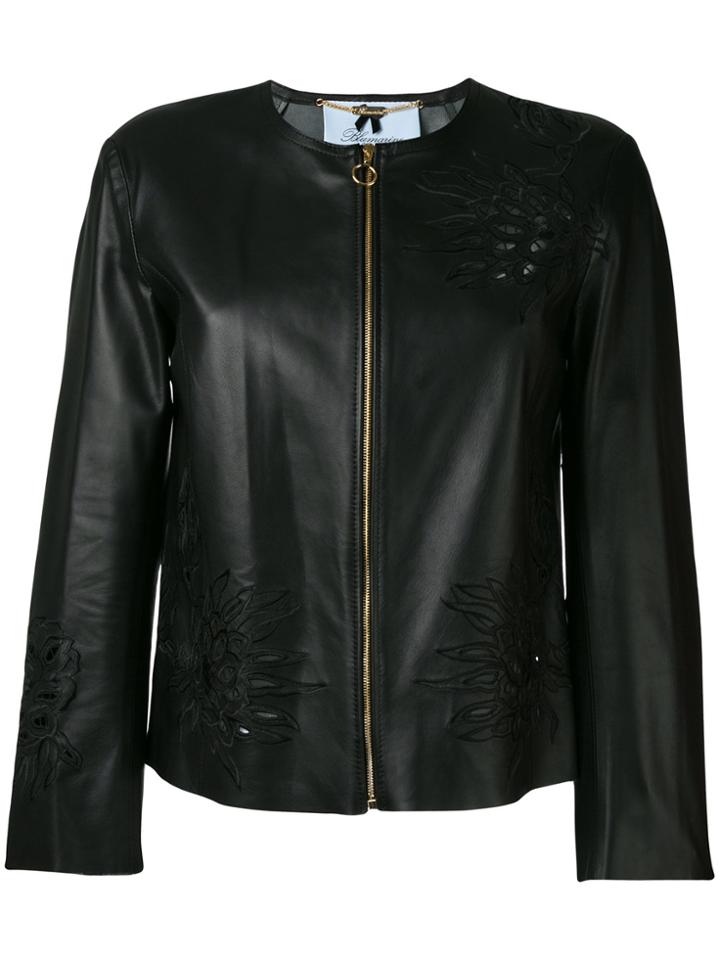 Blumarine Floral Embroidered Jacket - Black
