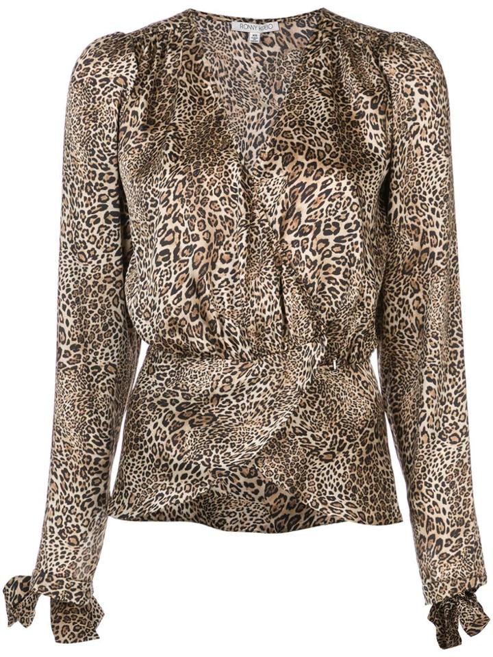 Ronny Kobo Leopard Print Blouse - Brown