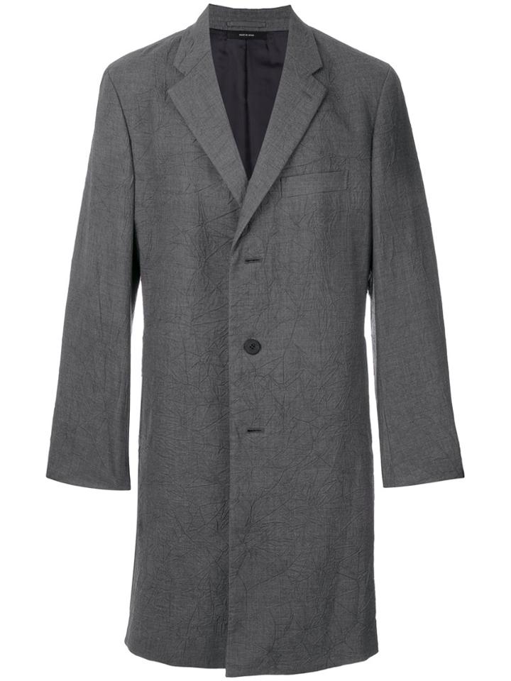Issey Miyake Men Creased Single-breasted Coat - Grey