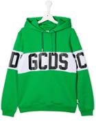 Gcds Kids Logo Stripe Hoodie - Green