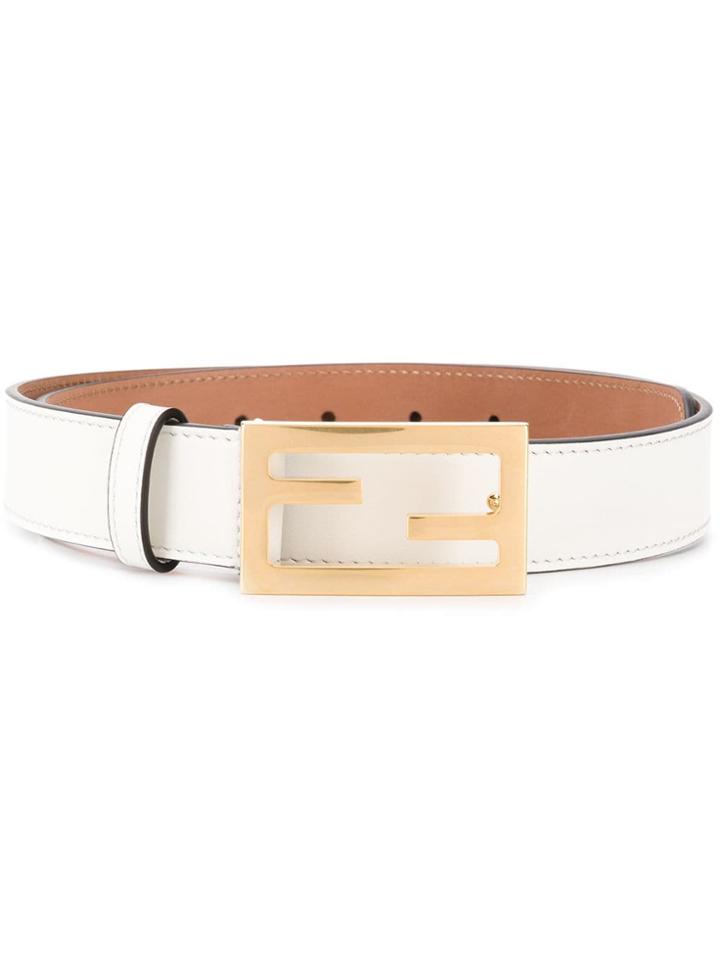 Fendi Baguette Ff Buckle Belt - White