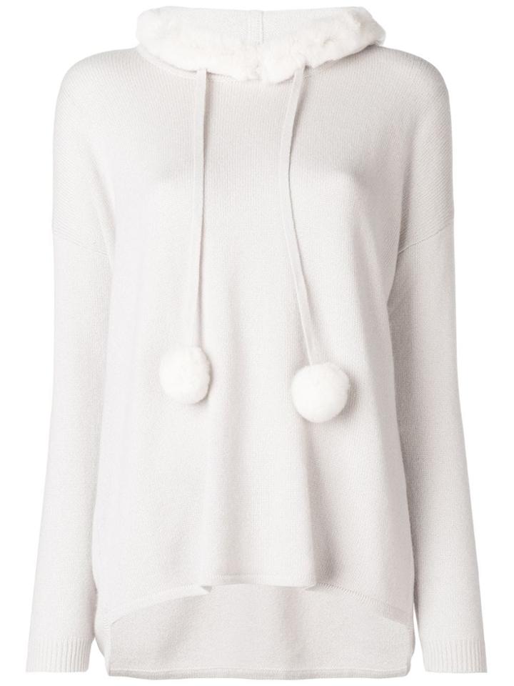 N.peal Rabbit Fur Trim Hoodie - Nude & Neutrals