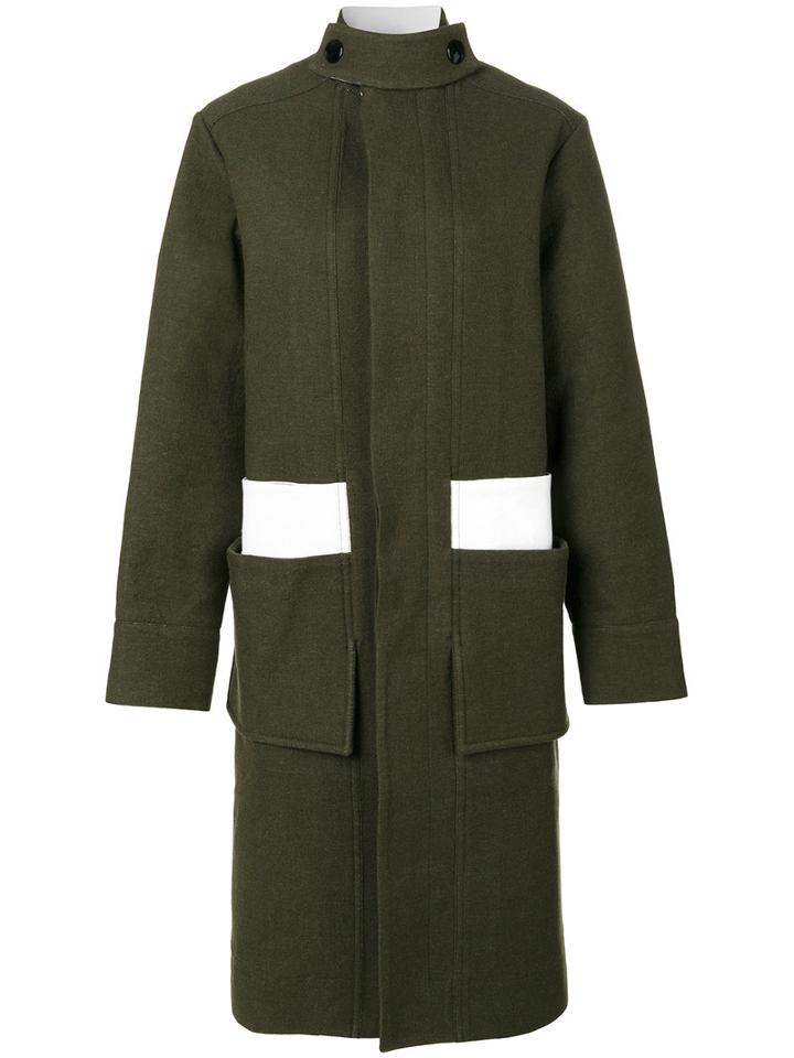 Marni - Block Panel Coat - Women - Cotton/linen/flax/polyamide/wool - 42, Green, Cotton/linen/flax/polyamide/wool