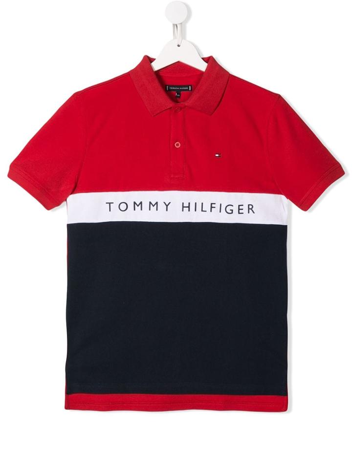 Tommy Hilfiger Junior Colour-blocked Polo Shirt - Red