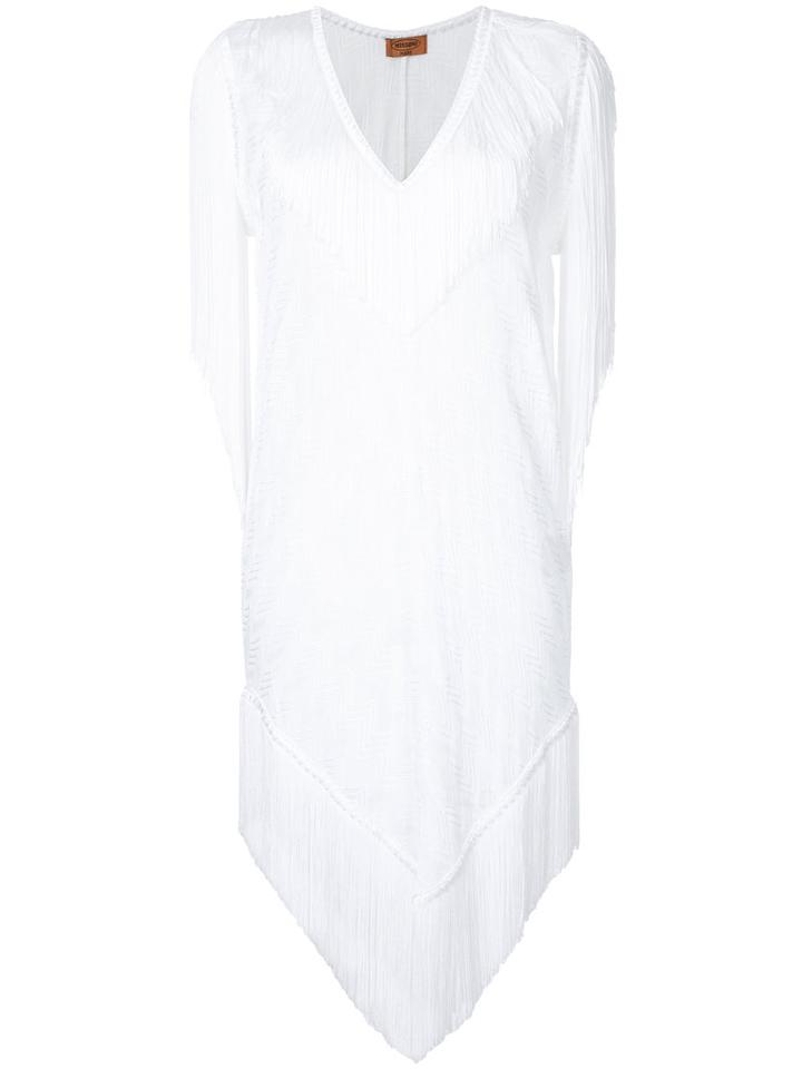 Missoni Fringed Beach Dress, Women's, Size: 42, White, Viscose