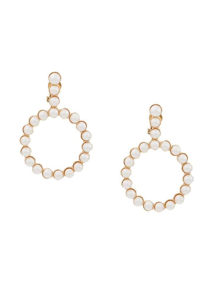 Shrimps Faux Pearl Circle Earrings - White