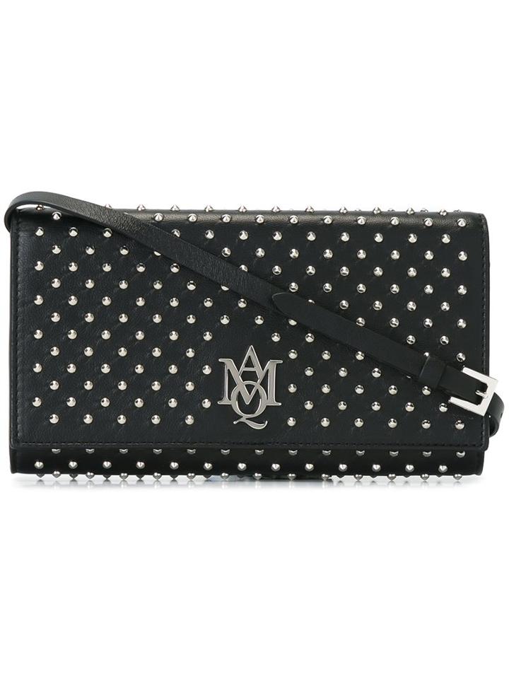 Alexander Mcqueen Amq Pouch With Strap, Women's, Black, Leather