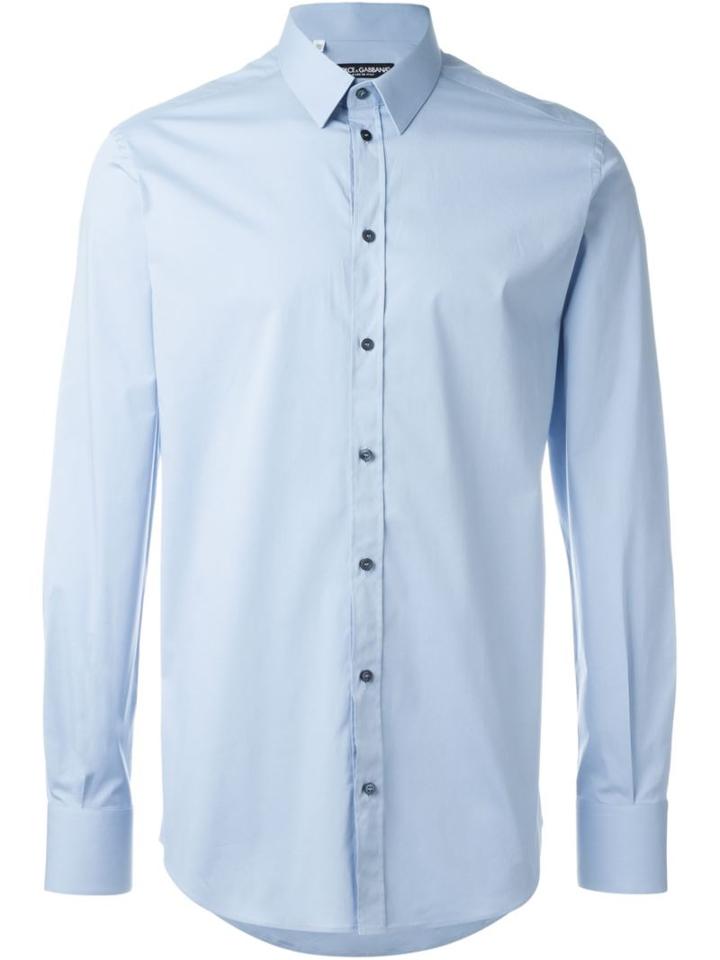 Classic Shirt, Men's, Size: 39, Blue, Cotton/spandex/elastane, Dolce & Gabbana