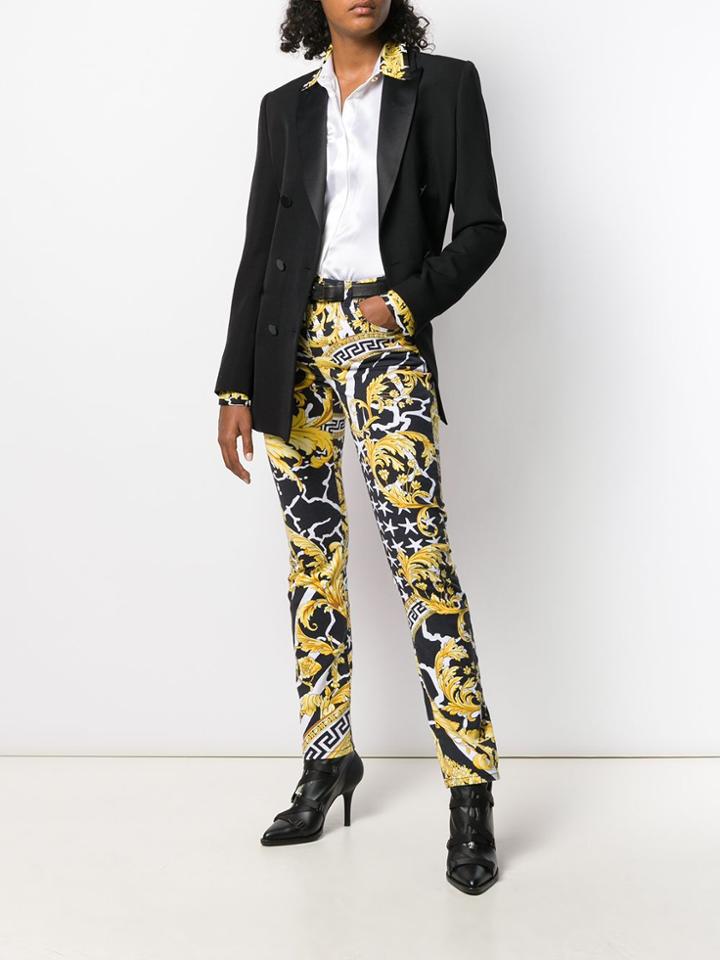 Versace Barocco Print Trim Shirt - White