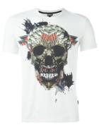 Just Cavalli Skull Print T-shirt, Men's, Size: Small, White, Cotton/spandex/elastane