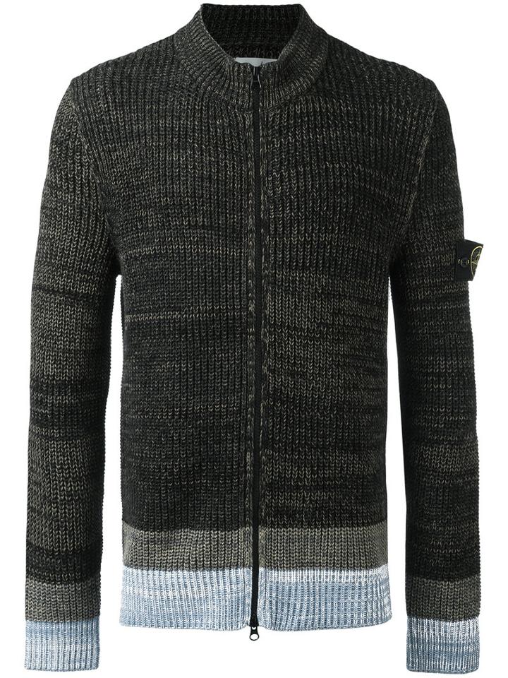 Stone Island (blue) Ribbed Knit Cardigan, Men's, Size: Xxl, Cotton