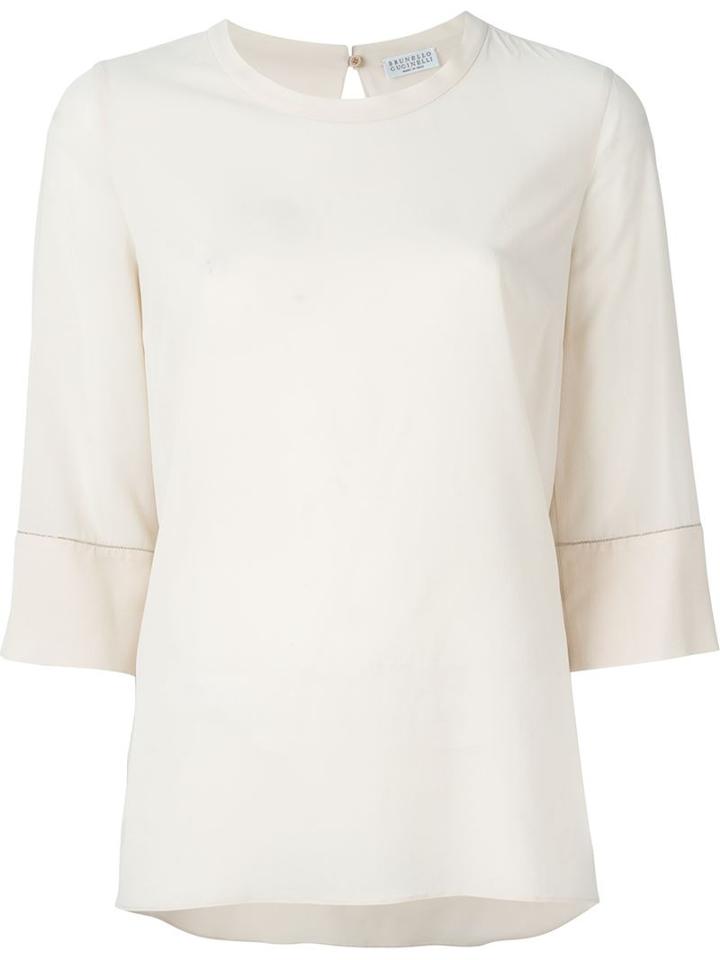 Brunello Cucinelli Embellished Sleeve Trim Blouse