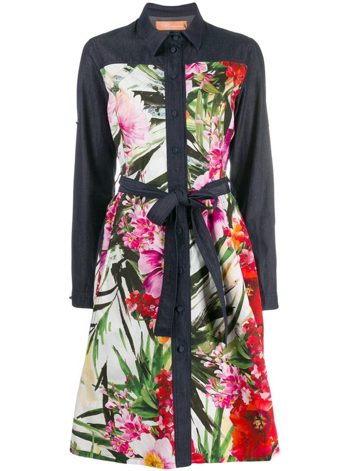 Blumarine Floral Print Panel Dress - Blue