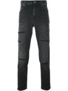 Nudie Jeans Co Stretch Fabric Distressed Slim Fit Jeans, Men's, Size: 34, Black, Organic Cotton/spandex/elastane