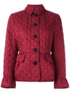 Burberry Button Up Puffer Jacket, Size: Small, Red, Polyester/cotton