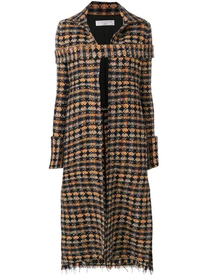 Victoria Beckham Long Tweed Coat - Black