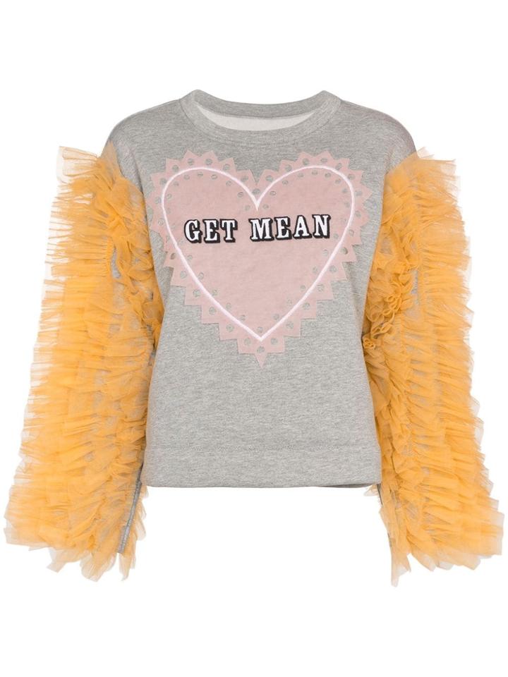 Viktor & Rolf Contrast Tulle-sleeve Top - Grey