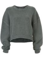 T By Alexander Wang Ribbed Cropped Jumper - Grey