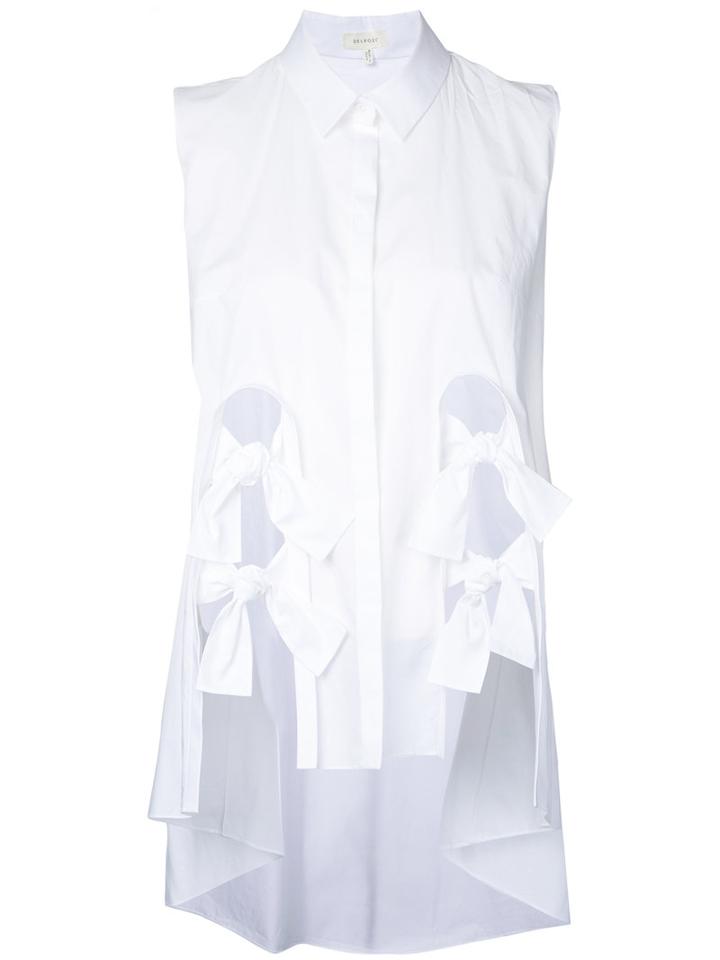 Delpozo - Knot Cut-out Sleeveless Shirt - Women - Cotton - 38, White, Cotton