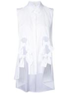 Delpozo - Knot Cut-out Sleeveless Shirt - Women - Cotton - 38, White, Cotton