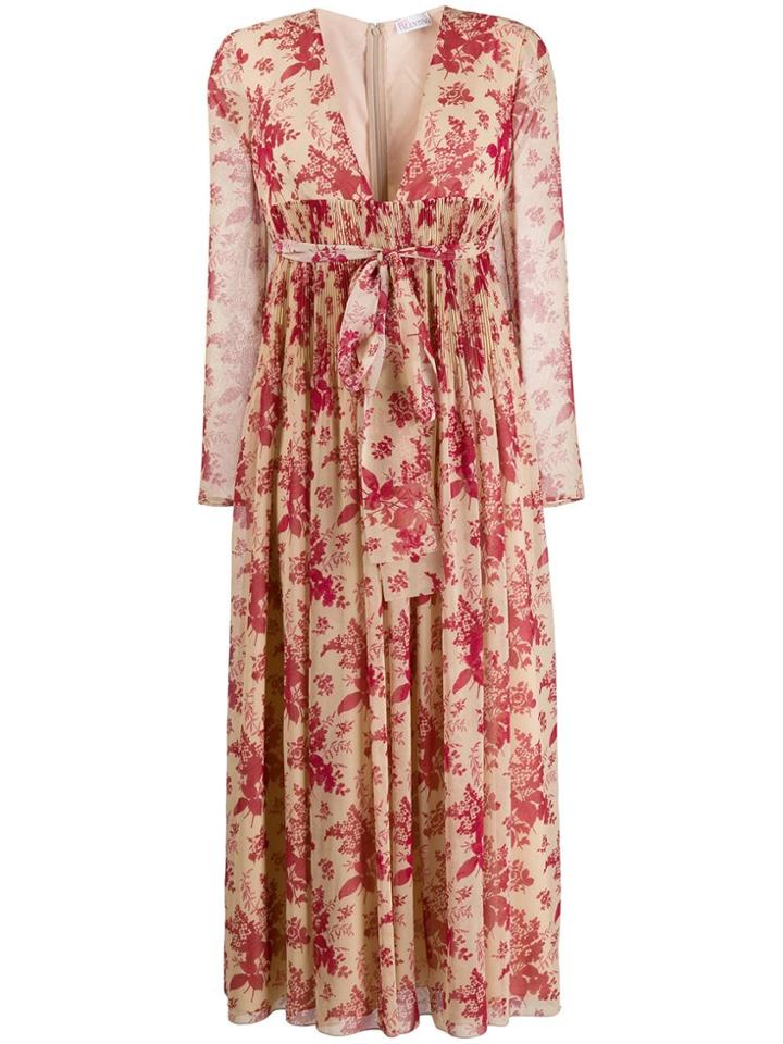 Red Valentino Empire-line Floral Midi-dress - Neutrals