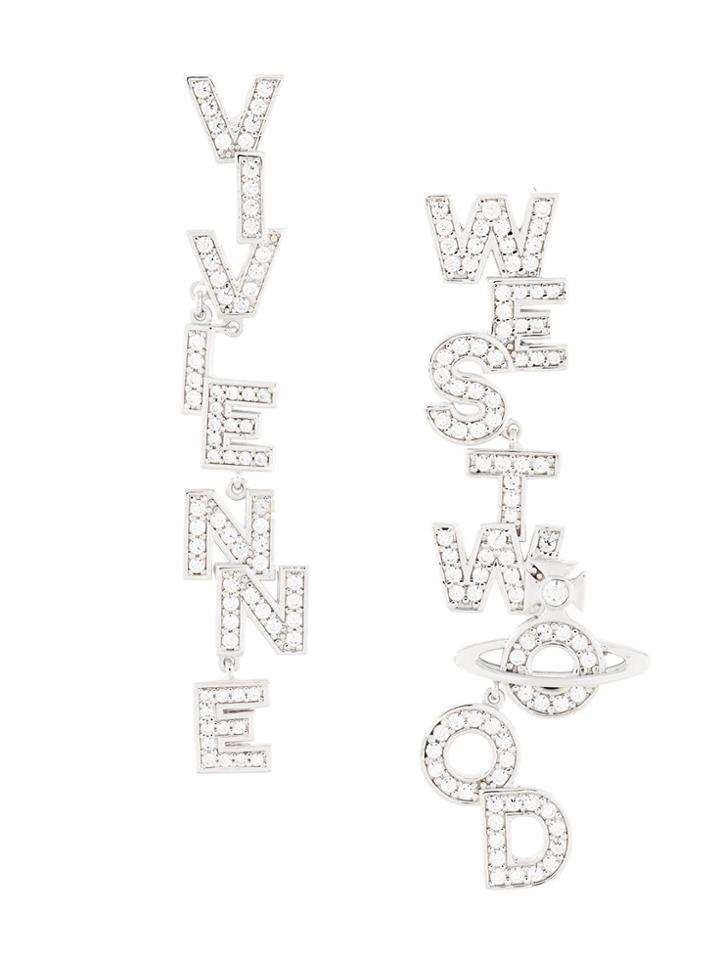 Vivienne Westwood 'soho' Large Letter Stud Drop Earrings - Metallic