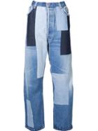 Off-white Wide-leg Patchwork Jeans, Women's, Size: 28, Blue, Cotton