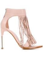 Alexander Mcqueen Ankle-high Fringe Sandals - Pink