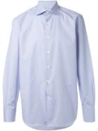 Canali Checked Button Down Shirt, Men's, Size: 41, Blue, Cotton
