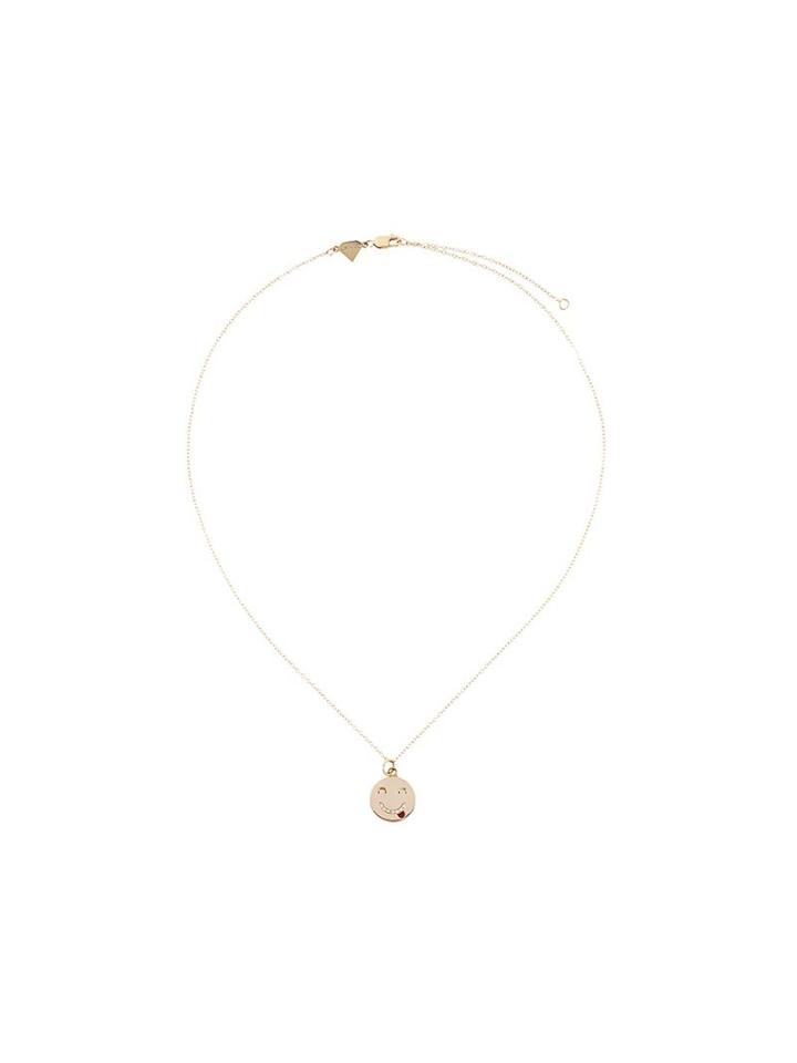 Alison Lou 'tongue Out' Diamond Smiley Face Pendant Necklace