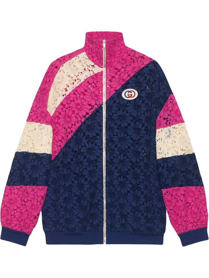 Gucci Lace Zip Front Jacket - Blue