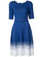 Oscar De La Renta Short Sleeve Degrade Dress - Blue