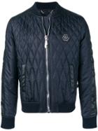 Philipp Plein Try Too Hard Quilted Bomber Jacket - Blue
