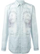 Givenchy Christ Print Shirt, Men's, Size: 41, Blue, Cotton