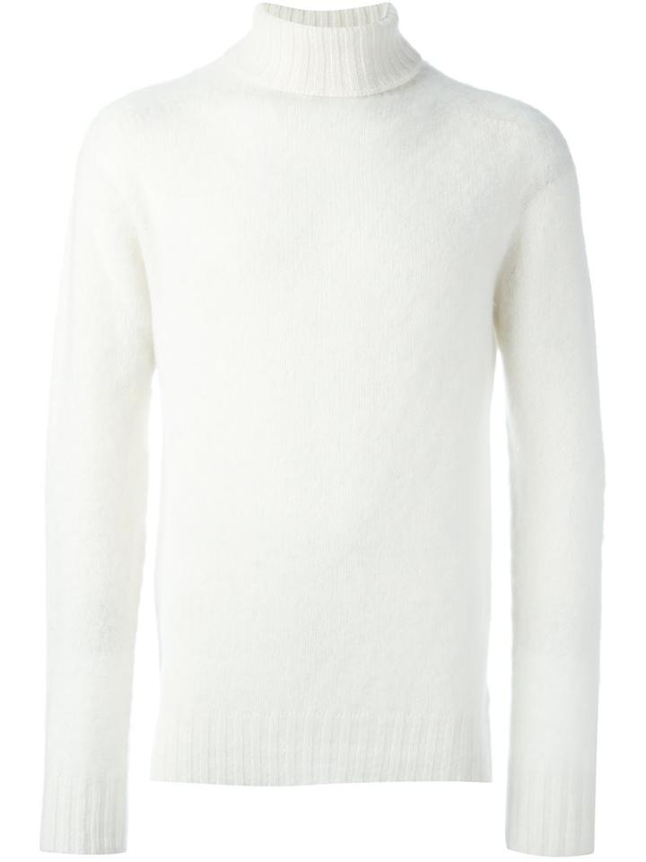 Ymc Classic Turtleneck Jumper, Men's, Size: Medium, White, Virgin Wool