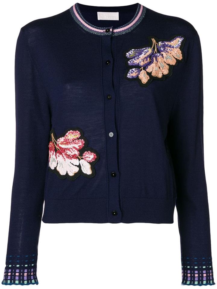 Peter Pilotto Floral Embroidered Cardigan - Blue