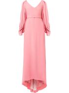 Ingie Paris V Neck Long Evening Dress - Pink & Purple