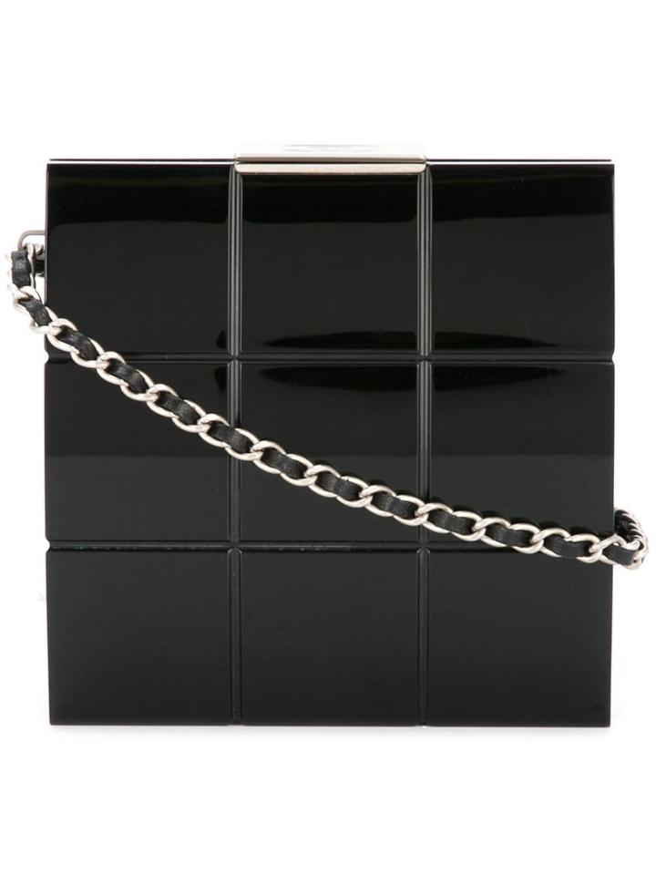 Chanel Vintage Choco Bar Chain Party Clutch - Black