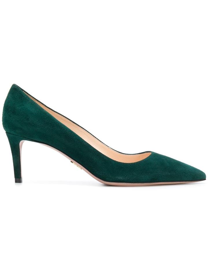 Prada Classic Suede Pumps - Green